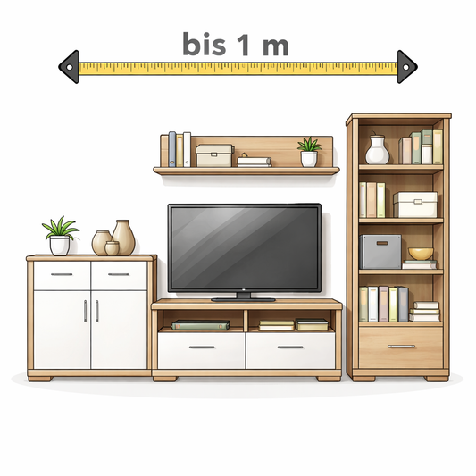 Moderne Wohnzimmeraufstellung je angefangener Meter – Wohnwand Elemente Sperrmüll Abholung